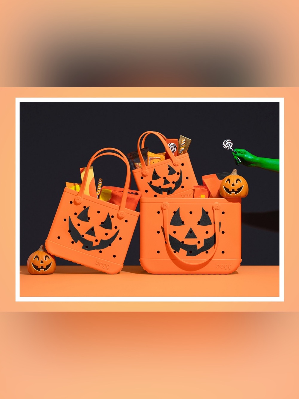 NWT medium bogg bag Halloween Orange Jack-O'-Lantern Tote Bag